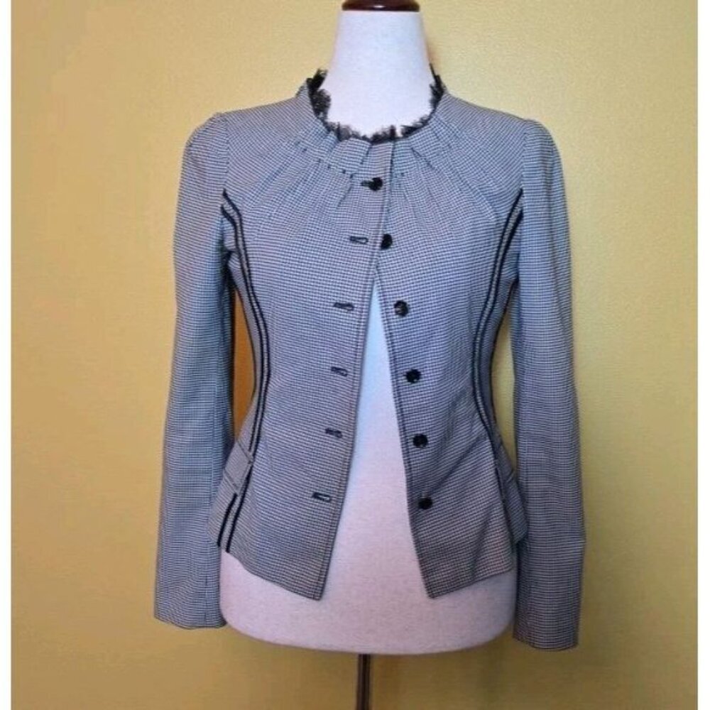 Dolce & Gabbana Blazer Women Houndstooth Checked 40 Black White Lined F2213T